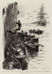 Az óvilágtól az újig a Bumboat Women fedélzetére érkezik Queenstownban alkotó: William Lionel Wyllie